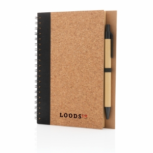 An image of Marketing Cork Spiral Notebook With Pen - Sample