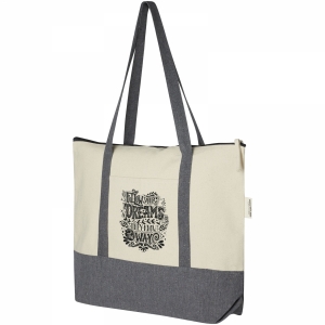 An image of Logo Repose 320 G/m2 Recycled Cotton Zippered Tote Bag 10L - Sample