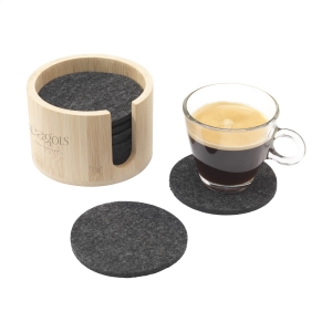 An image of Branded Cody Eco Felt Round Coaster Set 12 Pack