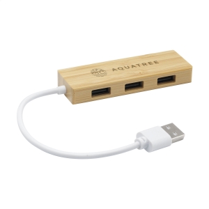 An image of Printed Bamboo 3 Port USB Hub - Sample