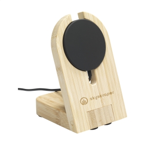An image of Promotional Walter Bamboo Snap Dock Wireless Fast Charger - Sample