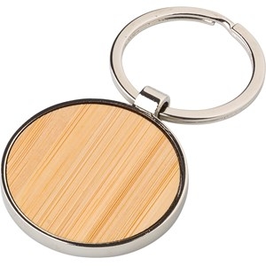 An image of Round Bamboo and Metal Key Ring
