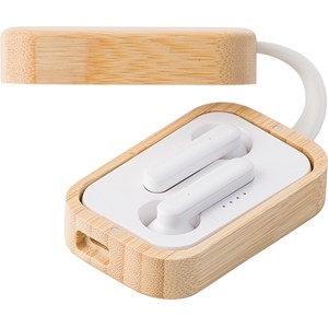 An image of Promotional Earphones in Bamboo Case - Sample