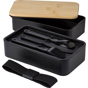An image of Logo Double lunch box with Bamboo lid