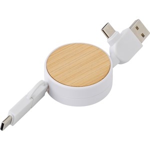 An image of Promotional Bamboo extendable charging cable - Sample