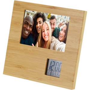An image of Sasa Bamboo Photo Frame With Weather Station