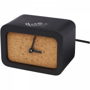 An image of Marketing Momento Wireless Limestone Charging Desk Clock - Sample