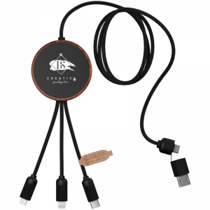 An image of Marketing SCX.design C40 5-in-1 RPET Light-up Logo Charging Cable And 10W Chargi...