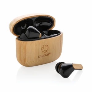 An image of Marketing RCS Recycled Plastic and Bamboo TWS Earbuds - Sample