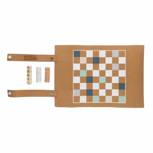 An image of Advertising Britton Cork Foldable Backgammon And Checkers Game Set - Sample