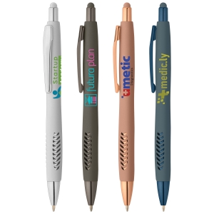An image of Branded Avalon Softy Monochrome Metallic Stylus Pen - Sample