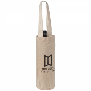 An image of Branded Recycled 180 gsm Cotton Wine Bag - Sample