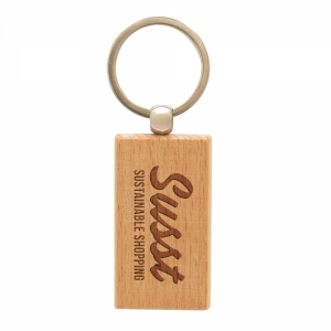 An image of Rectangular Beech Wood Keyring