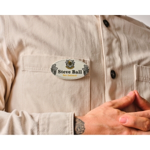 An image of Printed Always Recycled Essential Name Badge - Oval