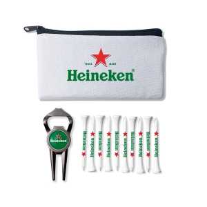 An image of Branded Geo Bottle Opener Cotton Canvas Zipped Golf Bag Set - Sample