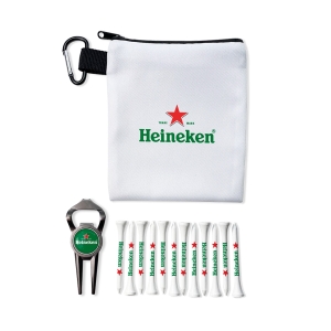 An image of Promotional Geo Bottle Opener Polyester Zipped Golf Bag Set - Sample