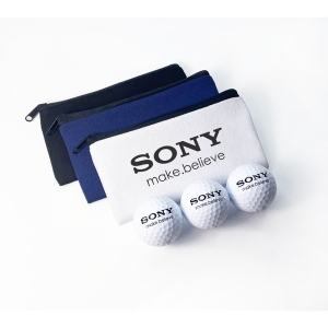An image of Promotional Cotton Canvas Zipped Golf Bag With 3 Printed Golf Balls - Sample