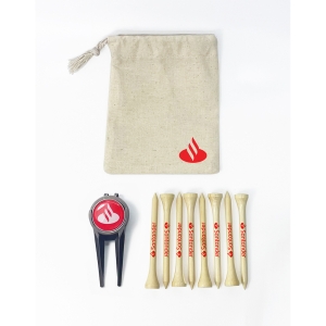 An image of Logo Capmate Mini Organic Cotton Drawstring Golf Bag Set - Sample