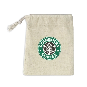 An image of Corporate Mini Organic Cotton Drawstring Golf Bag - Sample