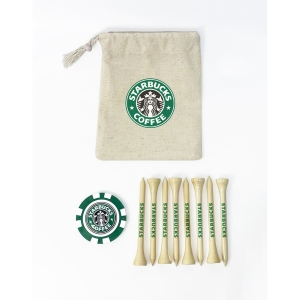 An image of Advertising Pokerchip Mini Organic Cotton Drawstring Golf Bag Set - Sample