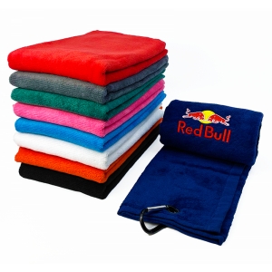 An image of Advertising Velour Embroidered Tri-fold Golf Towel - Sample
