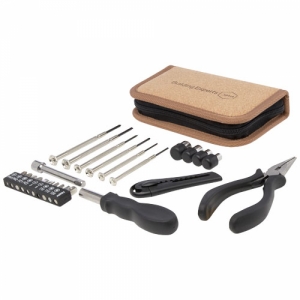An image of Printed Spike 24-piece RCS Recycled Plastic Tool Set With Cork Pouch