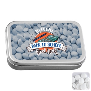 An image of Large flat hinged tin with dextrose mints