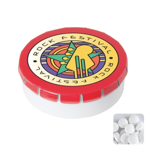 An image of Printed Round click plastic pot with sugar free mints - Sample