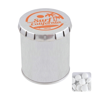 An image of Printed Tall round click tin with dextrose mints - Sample