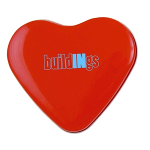 An image of Logo Heart tin with fruit heart sweets - Sample