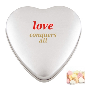 An image of Printed Large heart tin with fruit heart sweets - Sample