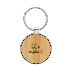 An image of RCS Recycled Zinc Alloy Round Keychain With Bamboo