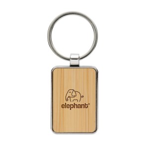 An image of RCS Recycled Zinc Alloy Rectangle Keychain With Bamboo