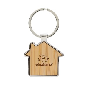 An image of RCS Recycled Zinc Alloy House Keychain With Bamboo