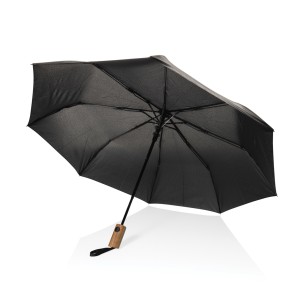 An image of Kaycey 21 inch AWARE RPET Acacia Wood Mini Auto Open Umbrella