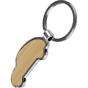 An image of Car Shape Metal And Bamboo Keyring