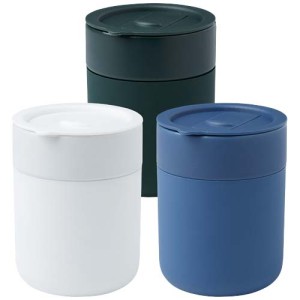 An image of Java 330 Ml Ceramic Tumbler With Silicone Wrap And Plastic Lid