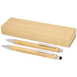 An image of Oblys Bamboo Ballpoint Pen And Mechanical Pencil Set 