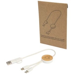 An image of Chechia 5-in-1 Recycled Fast Charge Cable With Bamboo Details 30cm