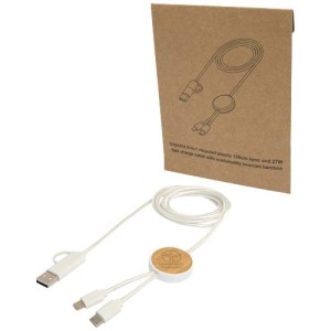 An image of Chechia 5-in-1 Recycled Fast Charge Cable With Bamboo Details 150cm