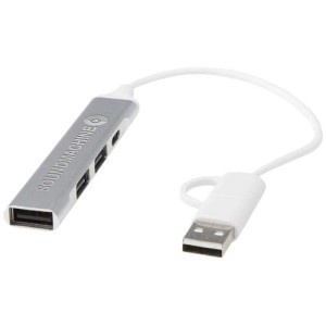 An image of Alkaid 4 Port Recycled Aluminium USB Hub With Dual Input