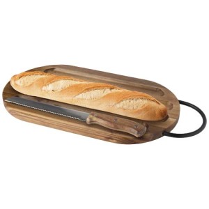An image of Prestige Acacia Wood Chopping Board With Bread Knife