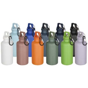 An image of Oregon 400 Ml Solid Colour RCS Recycled Plastic Water Bottle With Carabiner