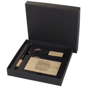 An image of Minka Recycled Aluminium Ballpoint Pen, Keychain And RFID Card Holder Gift Set