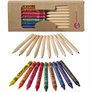 An image of Logo 19 piece pencil and crayon set