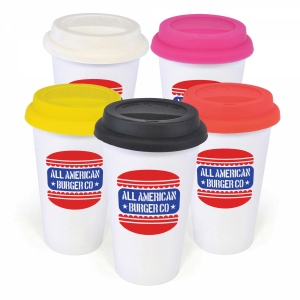 An image of Logo 375ml Plastic Take Out Mug - Sample