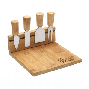 An image of Bamboo Cheese Board and Knife Holder