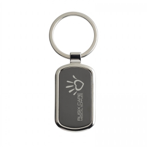 An image of KeyTag Black Inlay Nickel Key Ring - Rectangular 