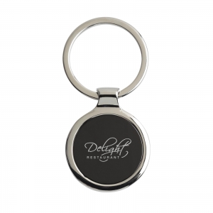 An image of KeyTag Black Inlay Nickel Key Ring - Circular